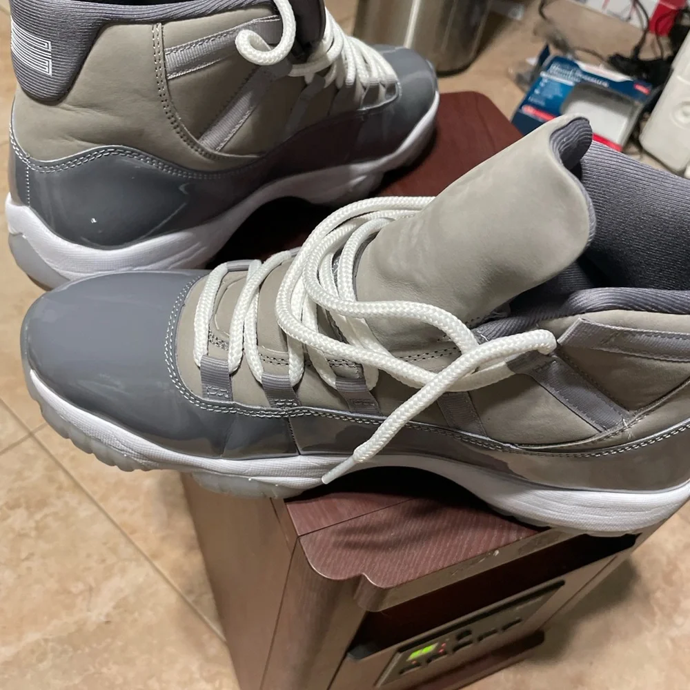 Jordan 11s Cool Gray and White Sneakers - Picture 2 of 8